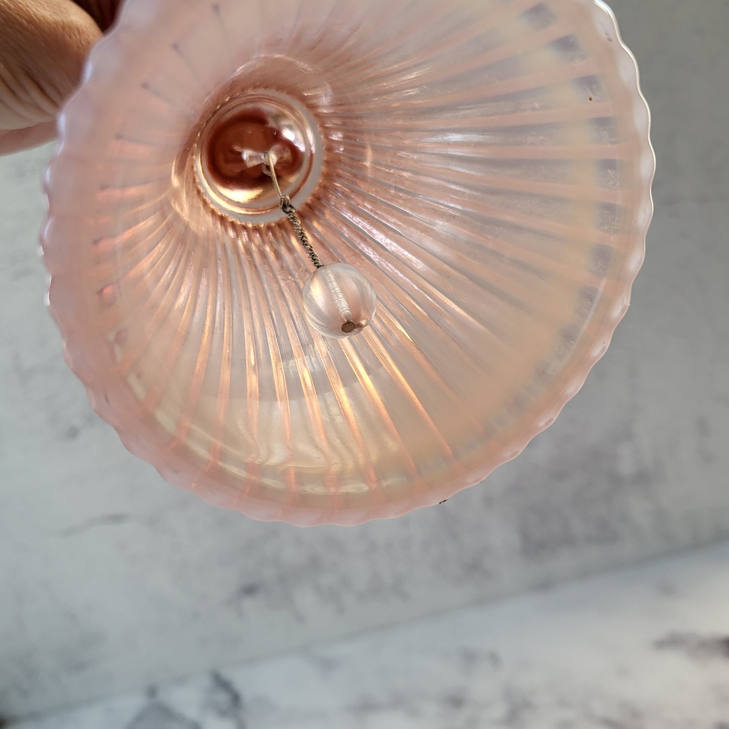Shabby Chic Pink Fenton Wavy Ruffled Art Glass Bell