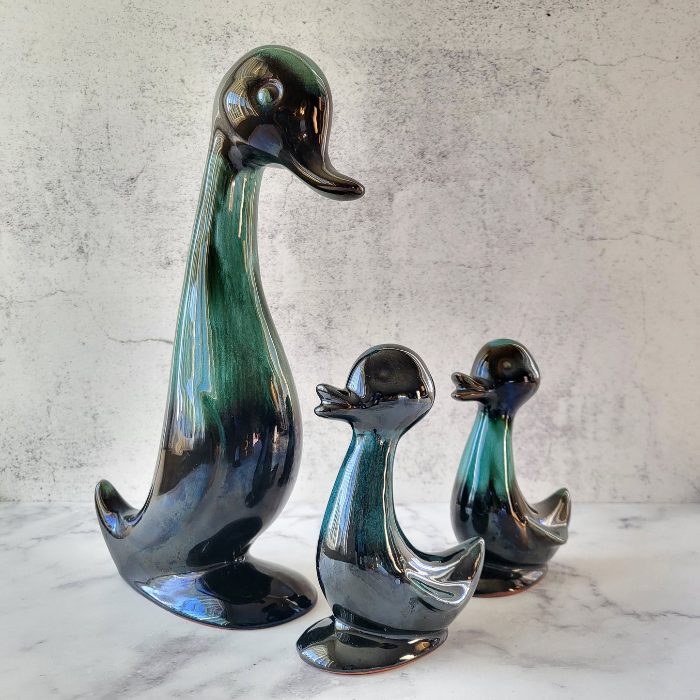 Set of Blue Mountain Pottery Duck and Ducklings Sculptures