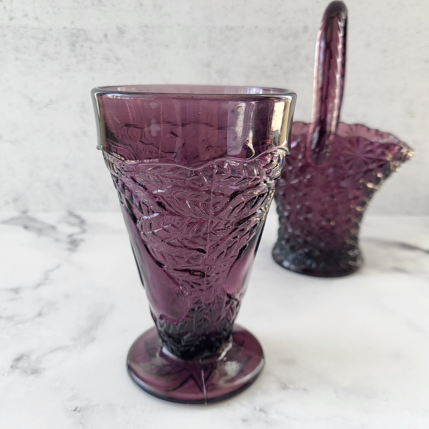 Tiara Indiana Glass Purple Amethyst Pedestal Glass