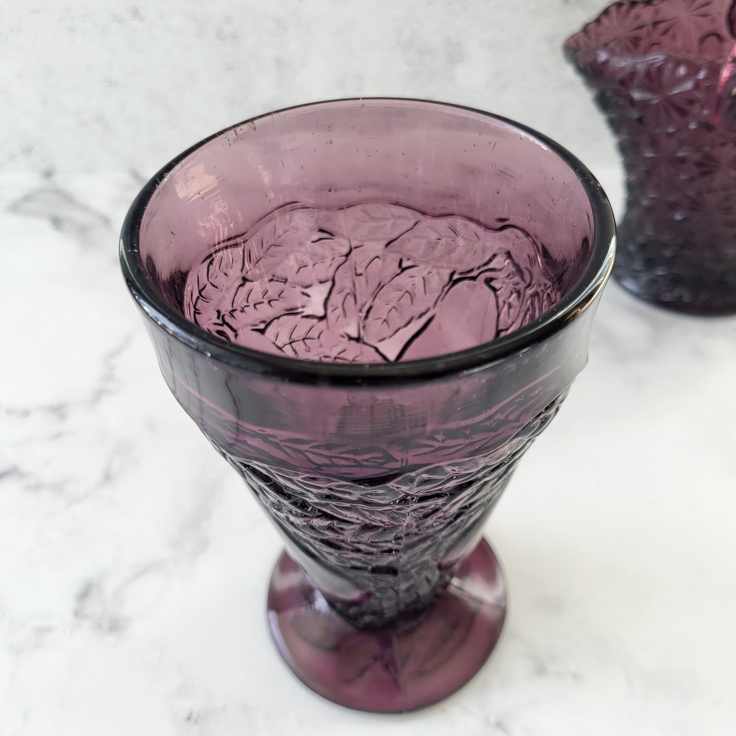 Tiara Indiana Glass Purple Amethyst Pedestal Glass