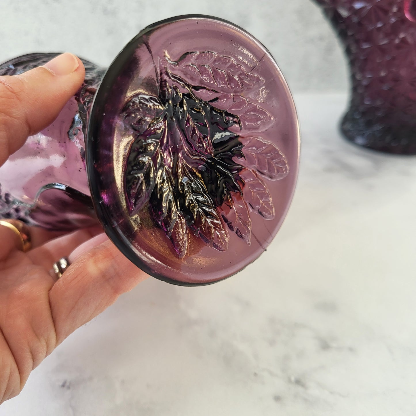 Tiara Indiana Glass Purple Amethyst Pedestal Glass