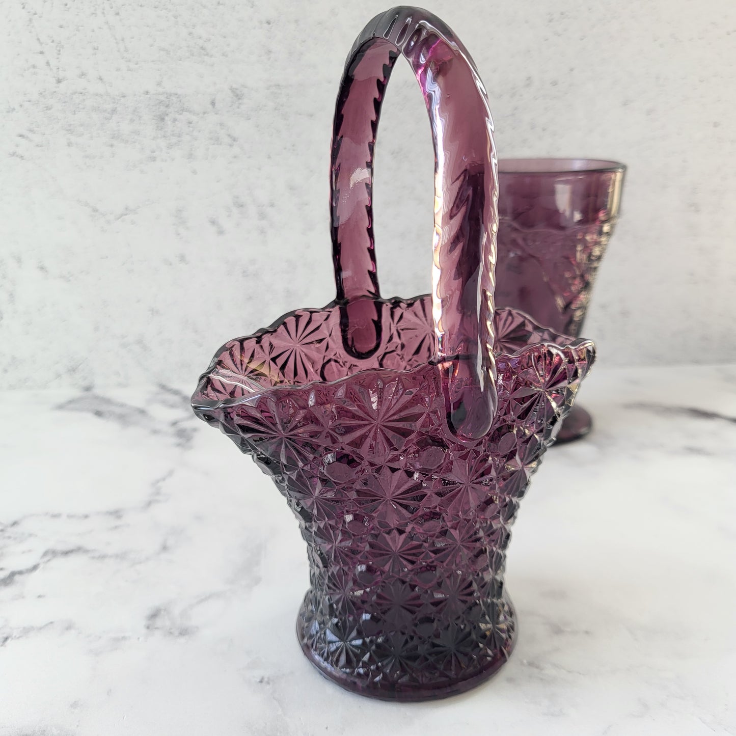 L.G. Wright Amethyst Decorative Glass Basket