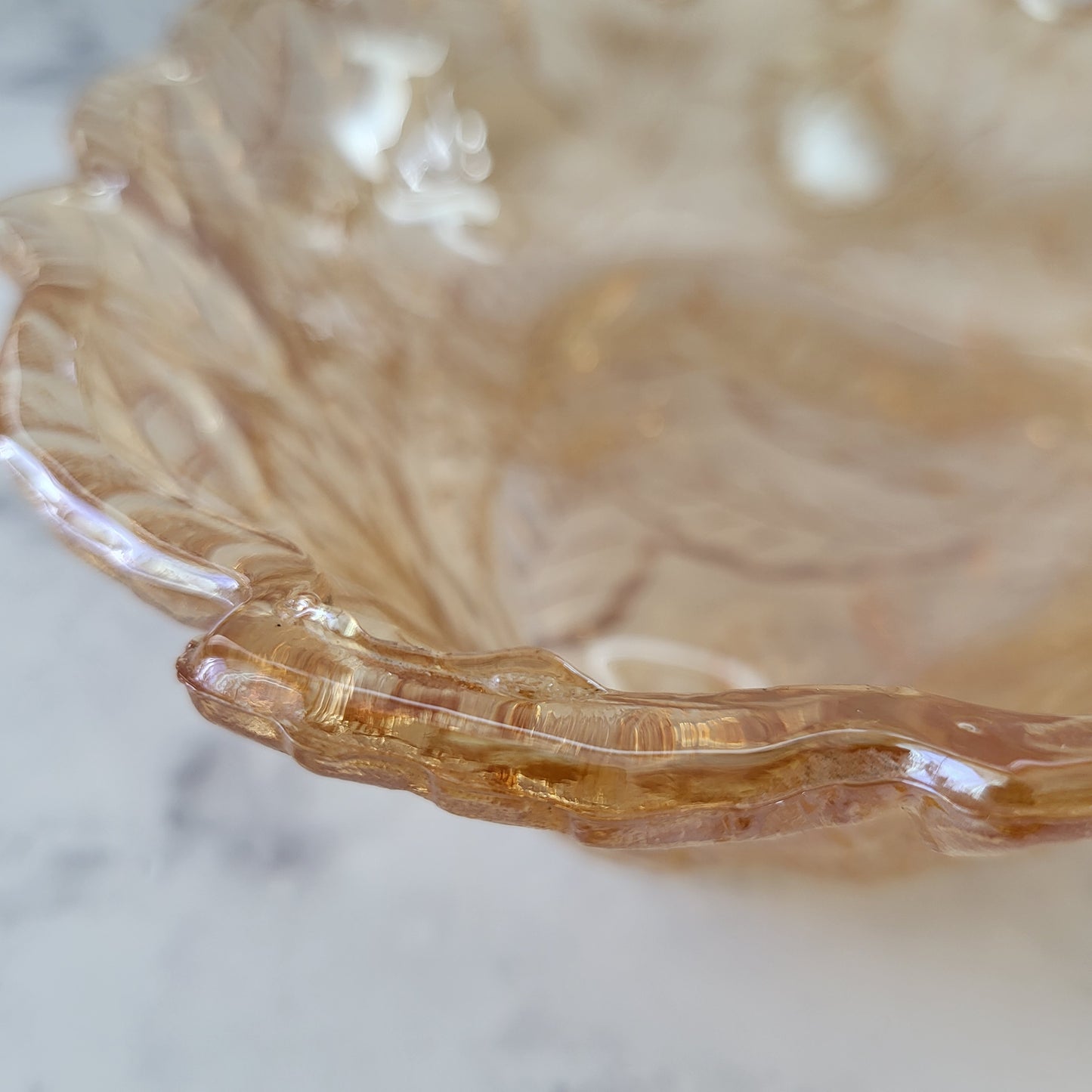 Indiana Glass Iridescent Amber Candy Dish