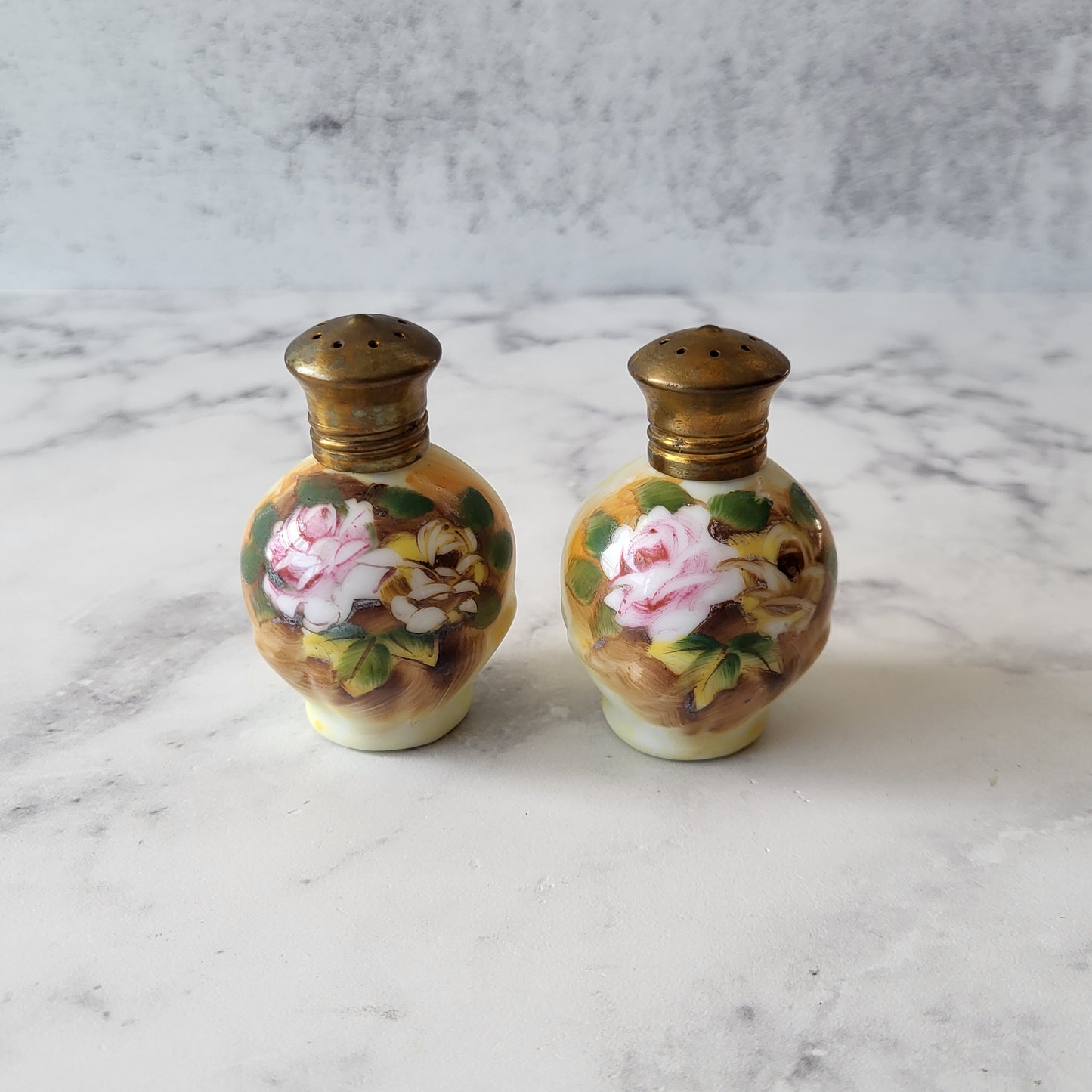 Enesco Japan Hand Painted Floral Salt and Pepper Shaker Set