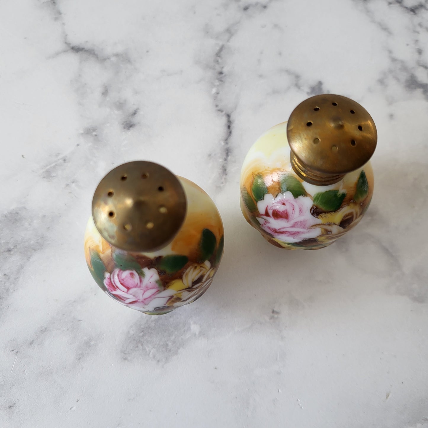 Enesco Japan Hand Painted Floral Salt and Pepper Shaker Set