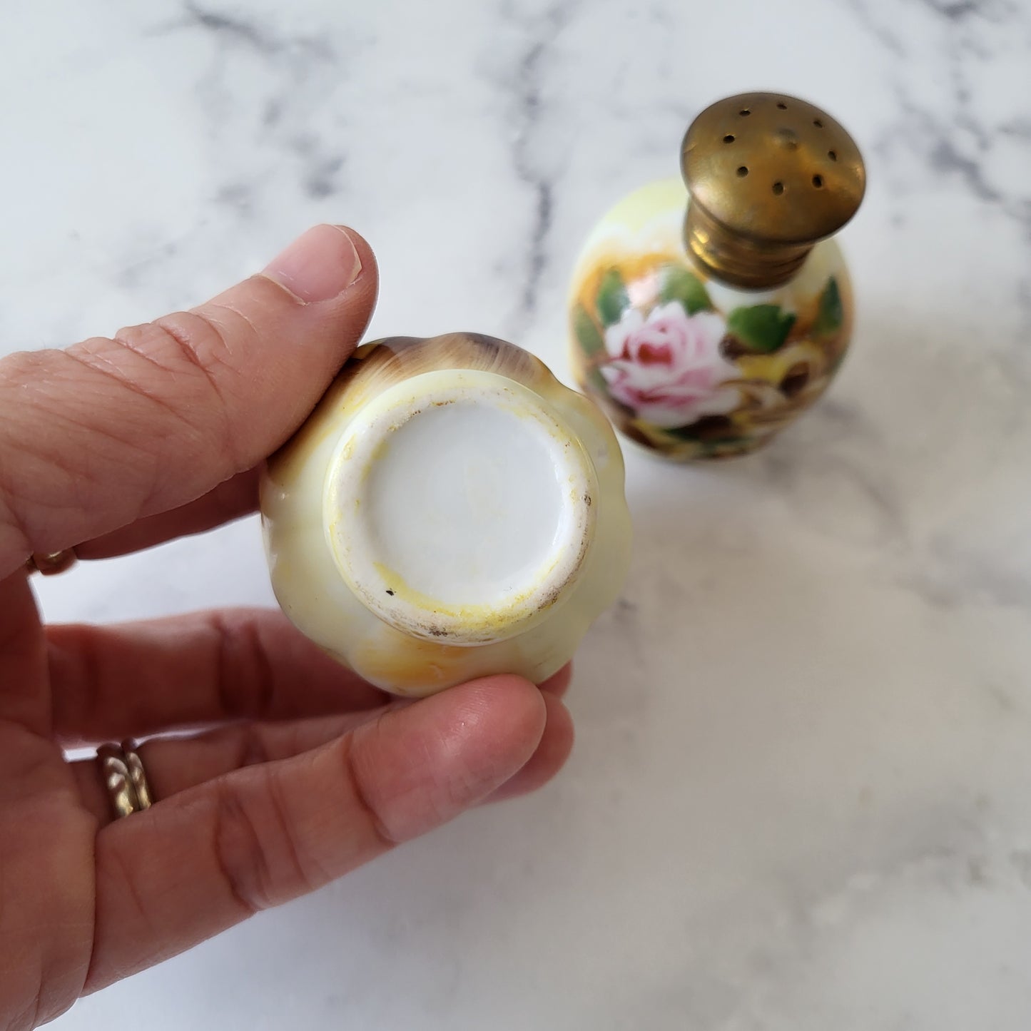 Enesco Japan Hand Painted Floral Salt and Pepper Shaker Set