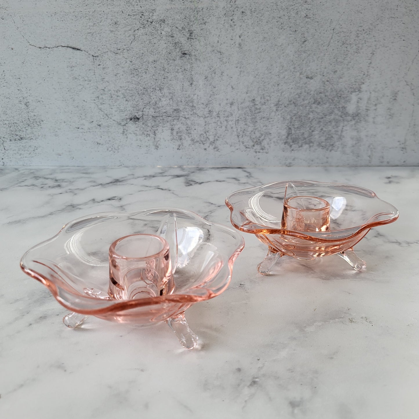 1930s Fostoria Pink Depression Glass Candle Holders