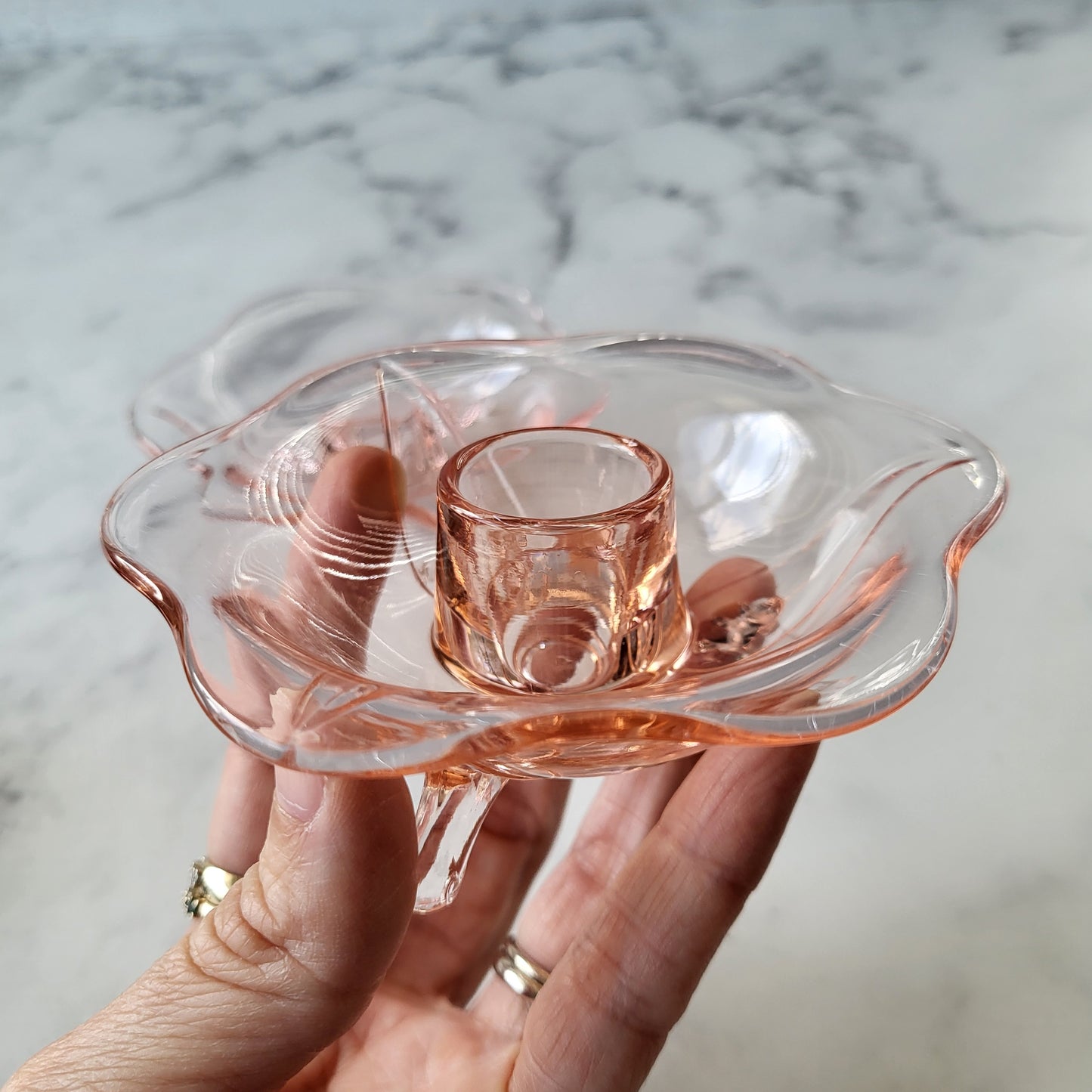 1930s Fostoria Pink Depression Glass Candle Holders