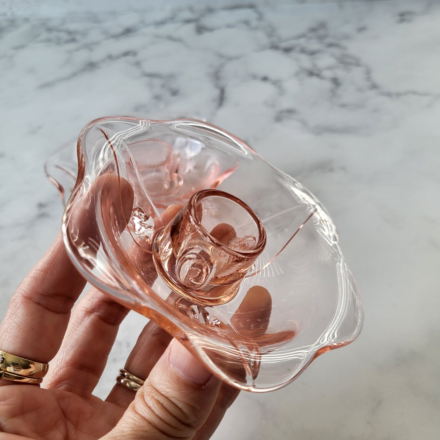 1930s Fostoria Pink Depression Glass Candle Holders