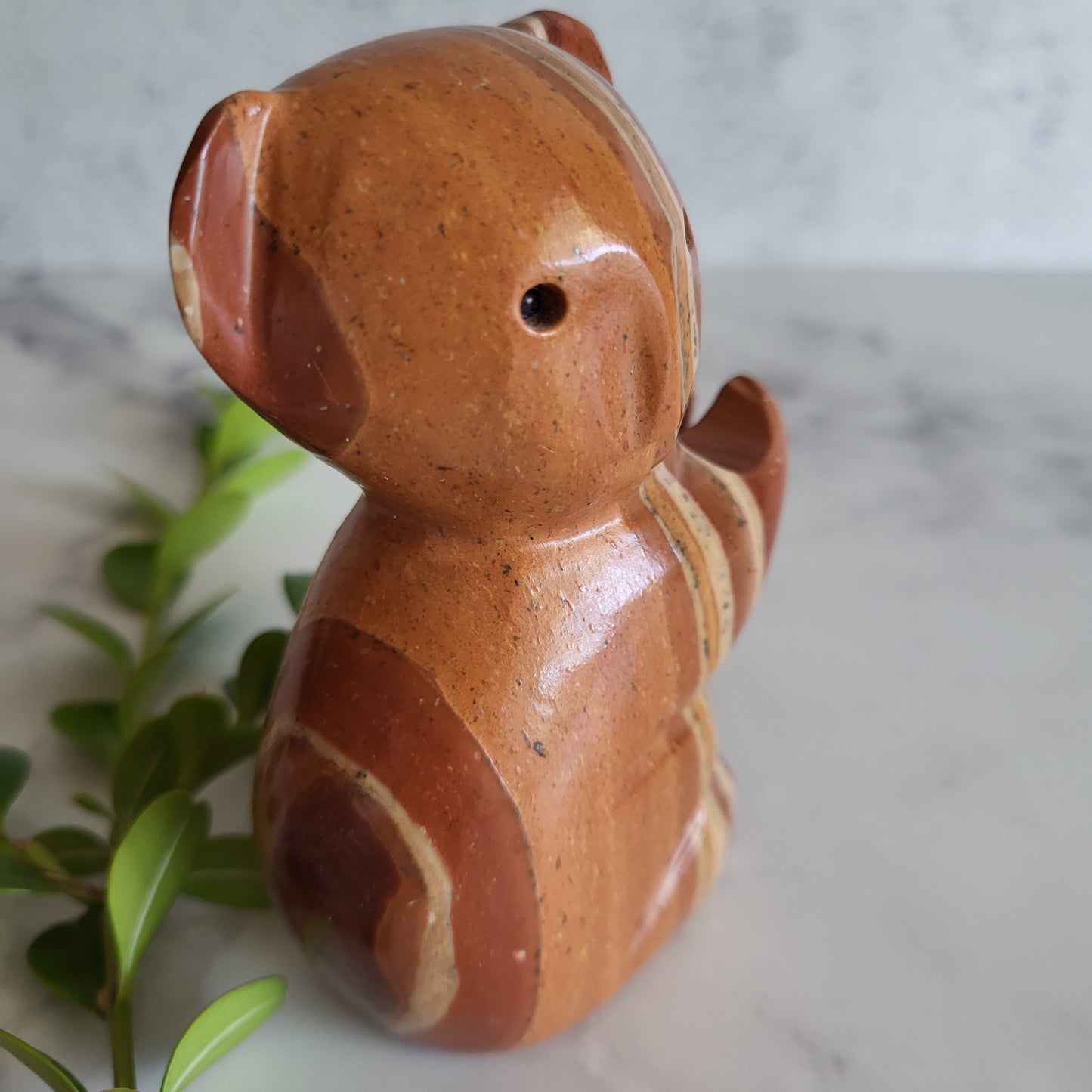 Hand-Carved Stone Koala Bear Figurine