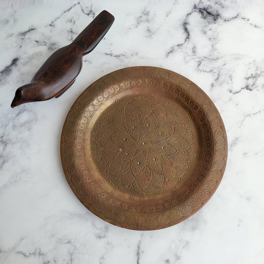 Ornate Etched Collectable Copper Tray