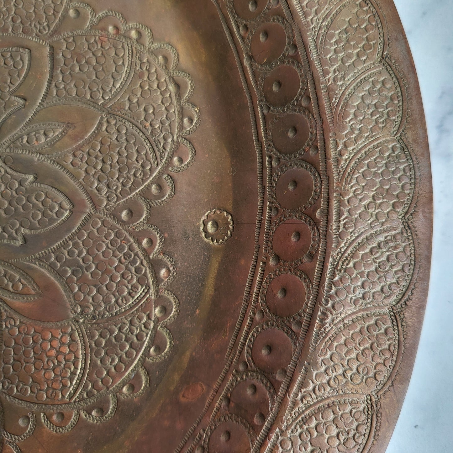 Ornate Etched Collectable Copper Tray