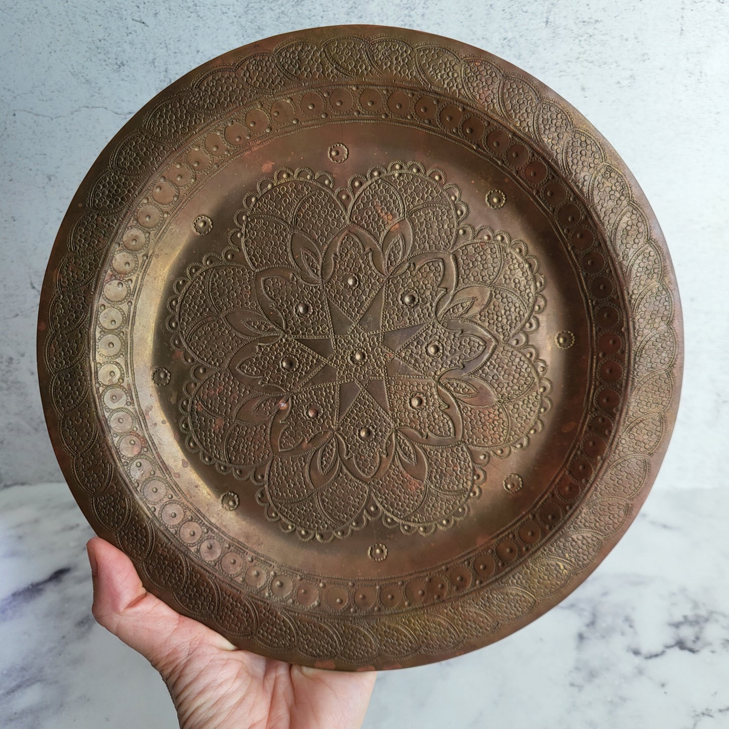 Ornate Etched Collectable Copper Tray