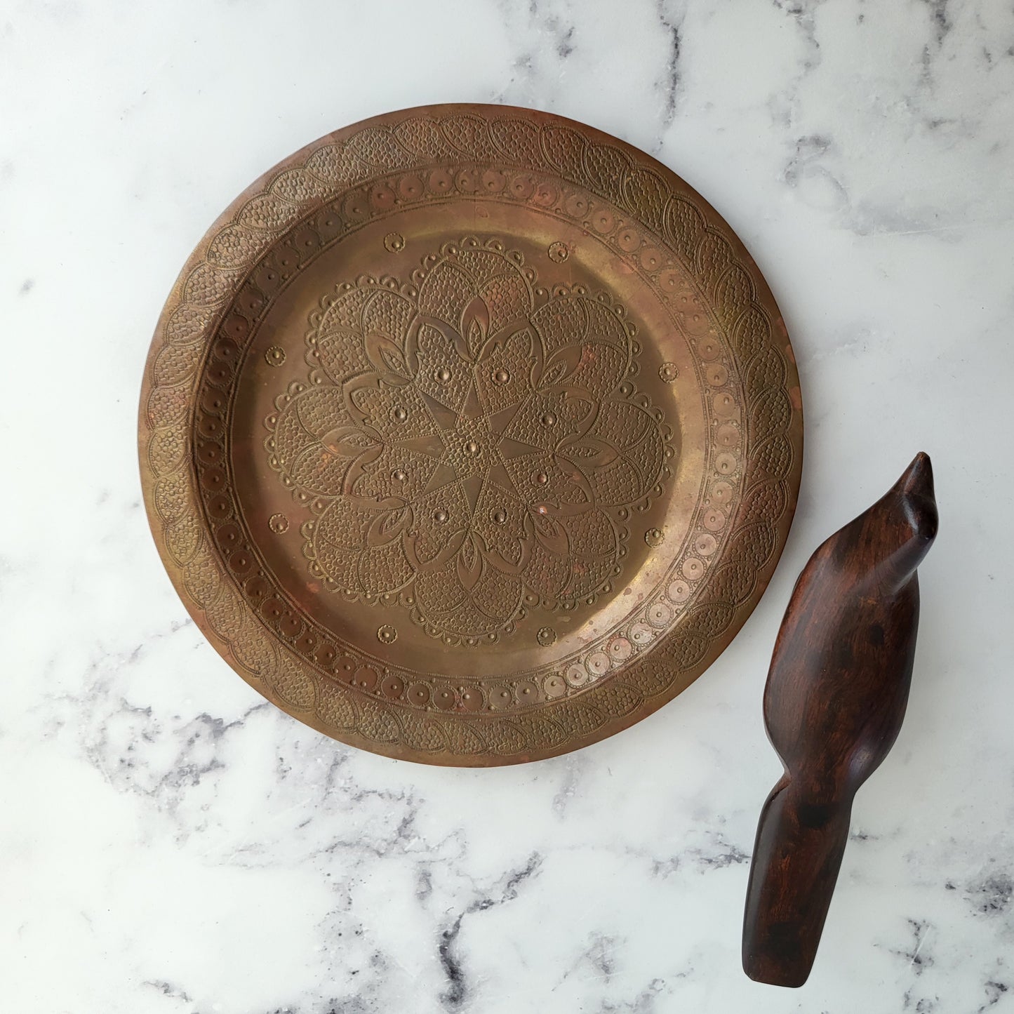 Ornate Etched Collectable Copper Tray