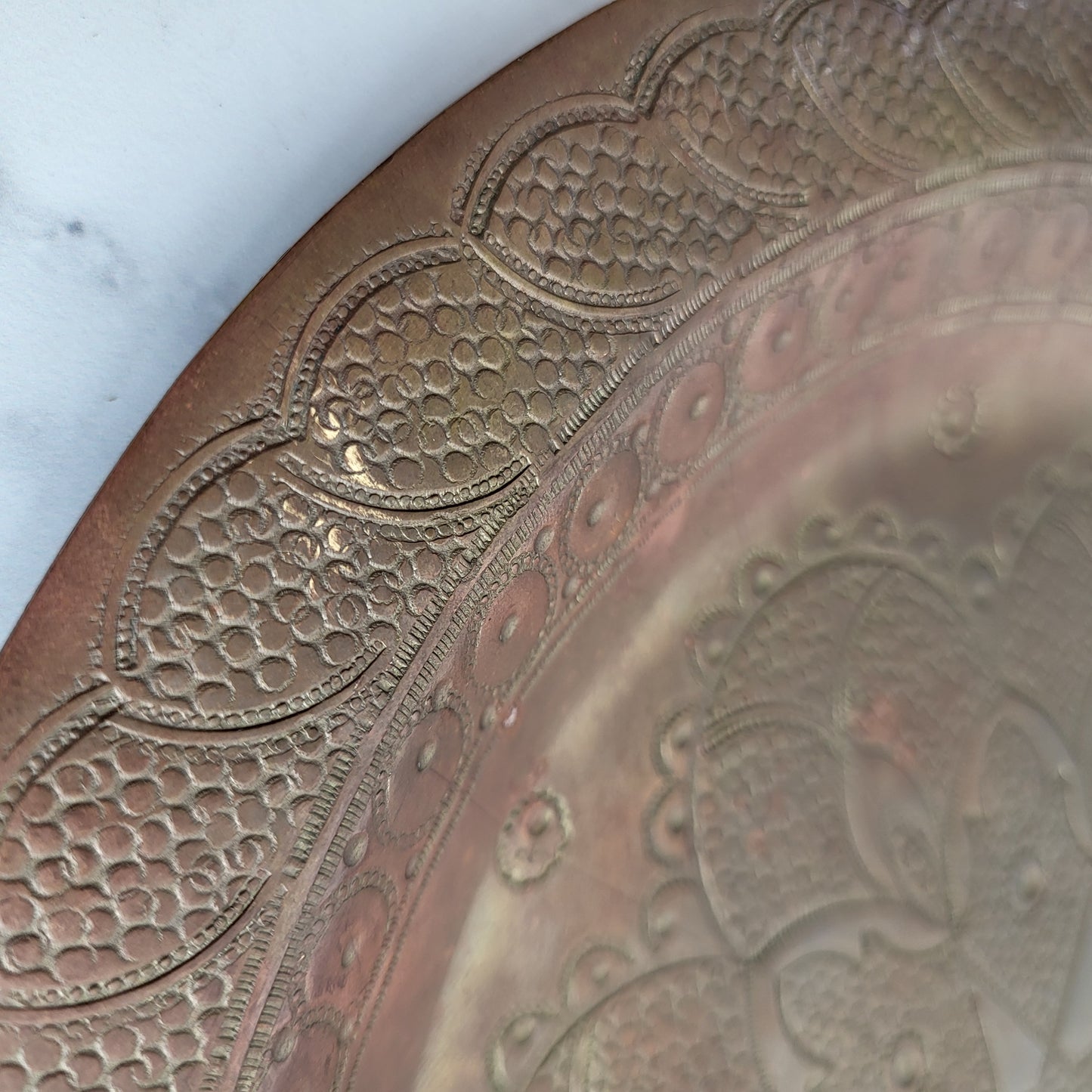 Ornate Etched Collectable Copper Tray