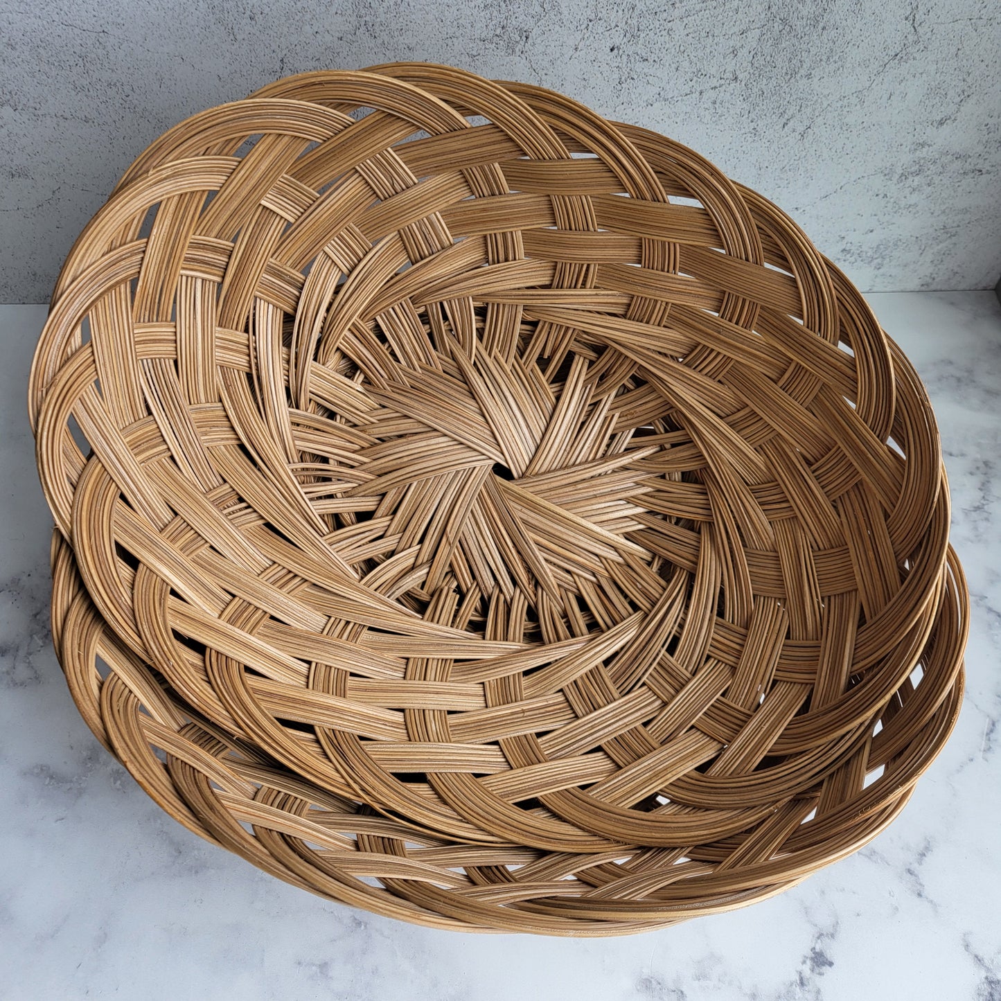 Hand Woven Boho Wicker Rattan Basket (Set of 2)