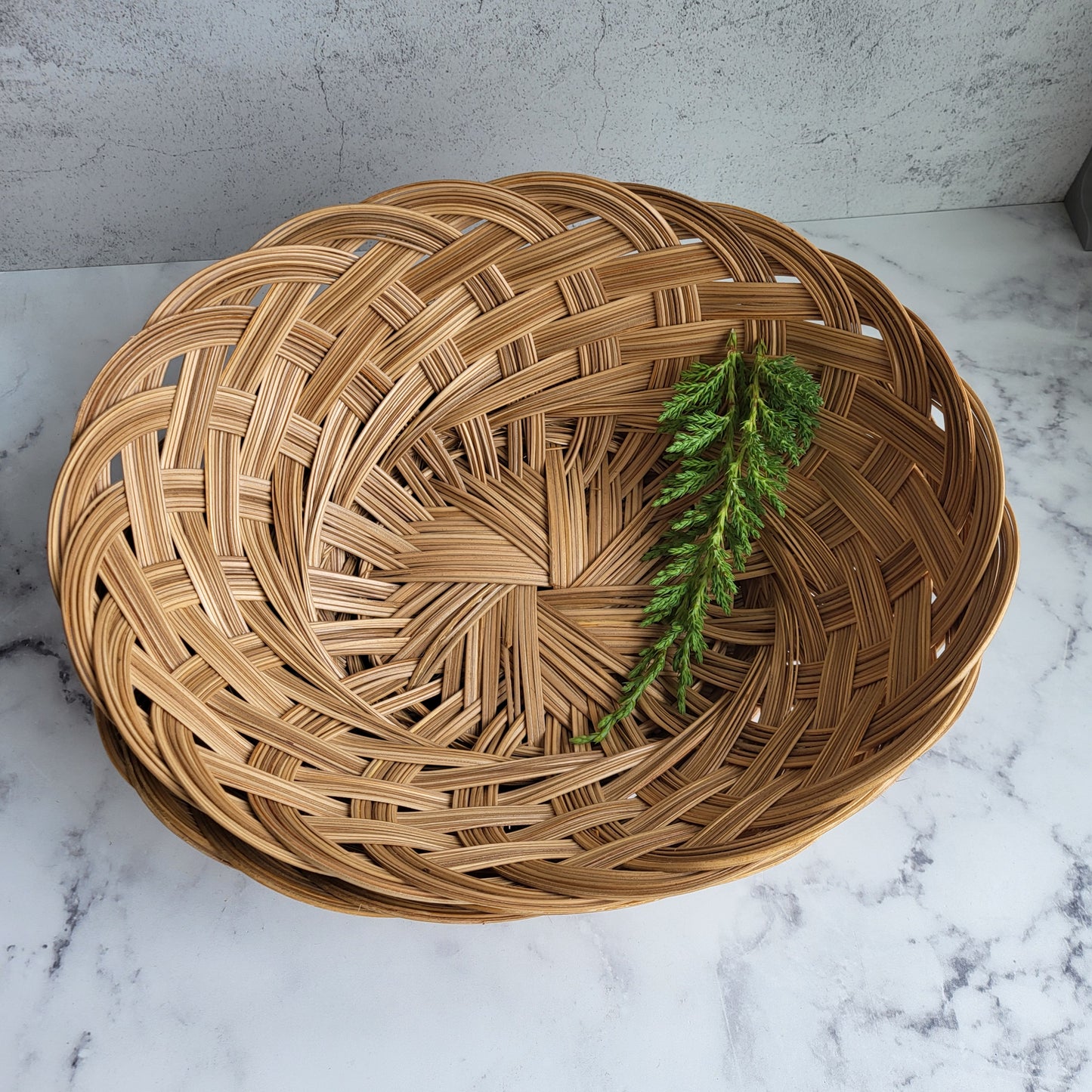 Hand Woven Boho Wicker Rattan Basket (Set of 2)