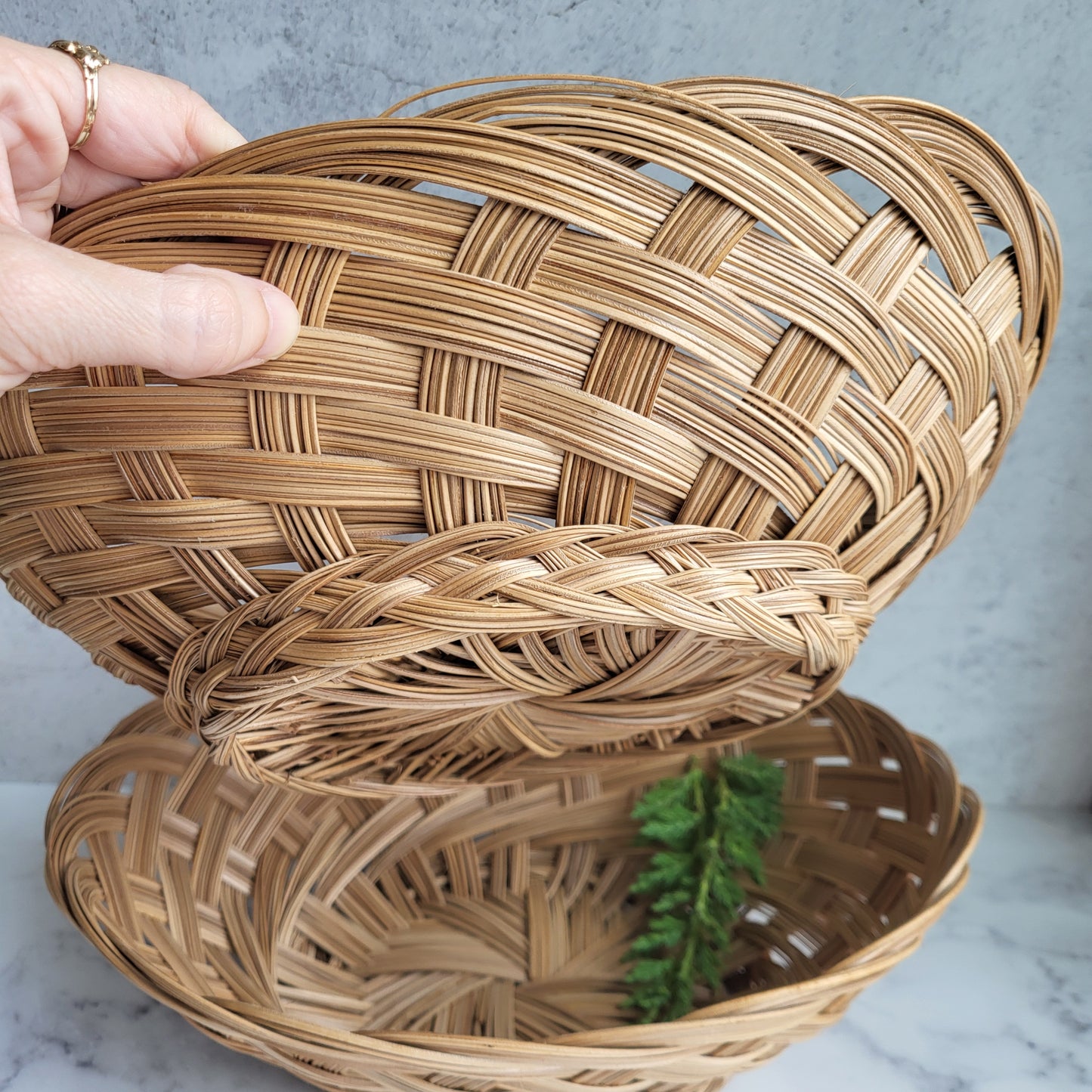 Hand Woven Boho Wicker Rattan Basket (Set of 2)