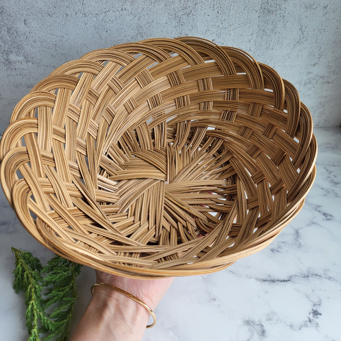 Hand Woven Boho Wicker Rattan Basket (Set of 2)