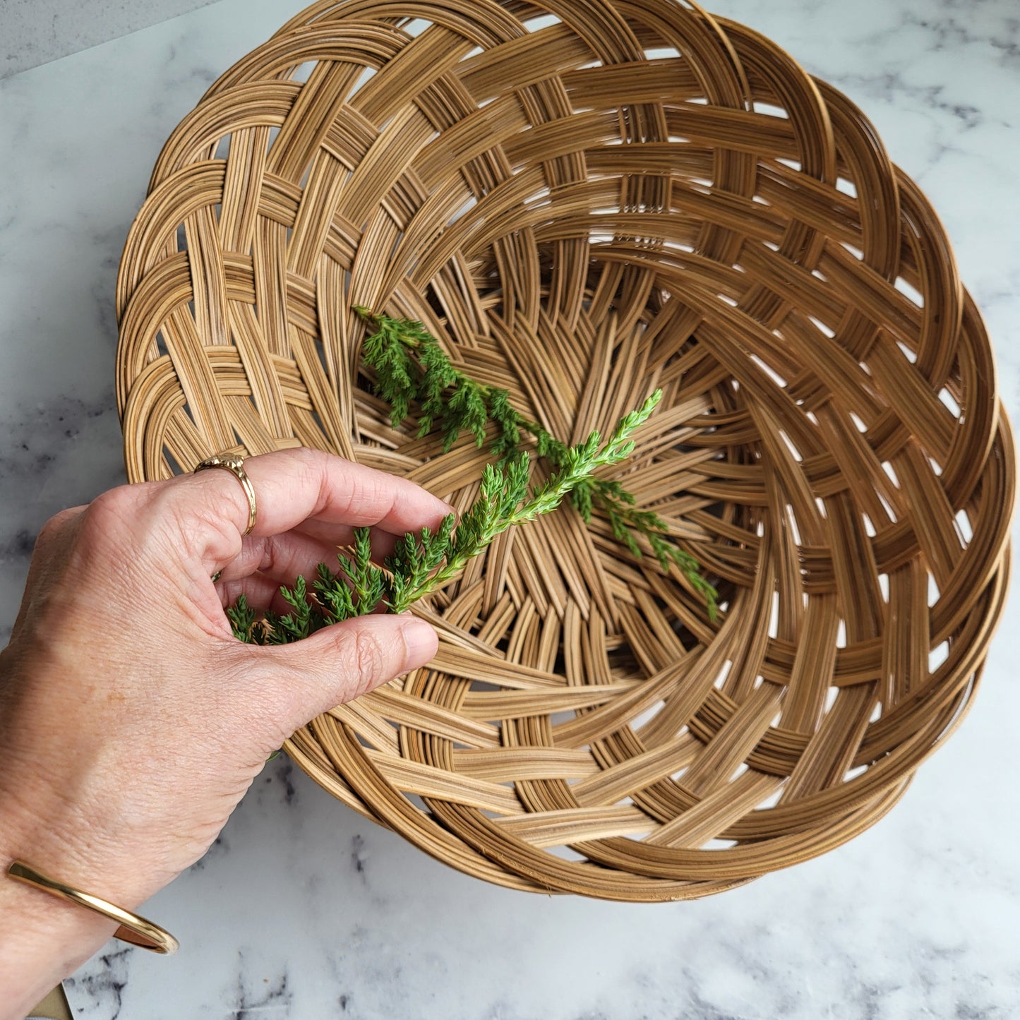 Hand Woven Boho Wicker Rattan Basket (Set of 2)