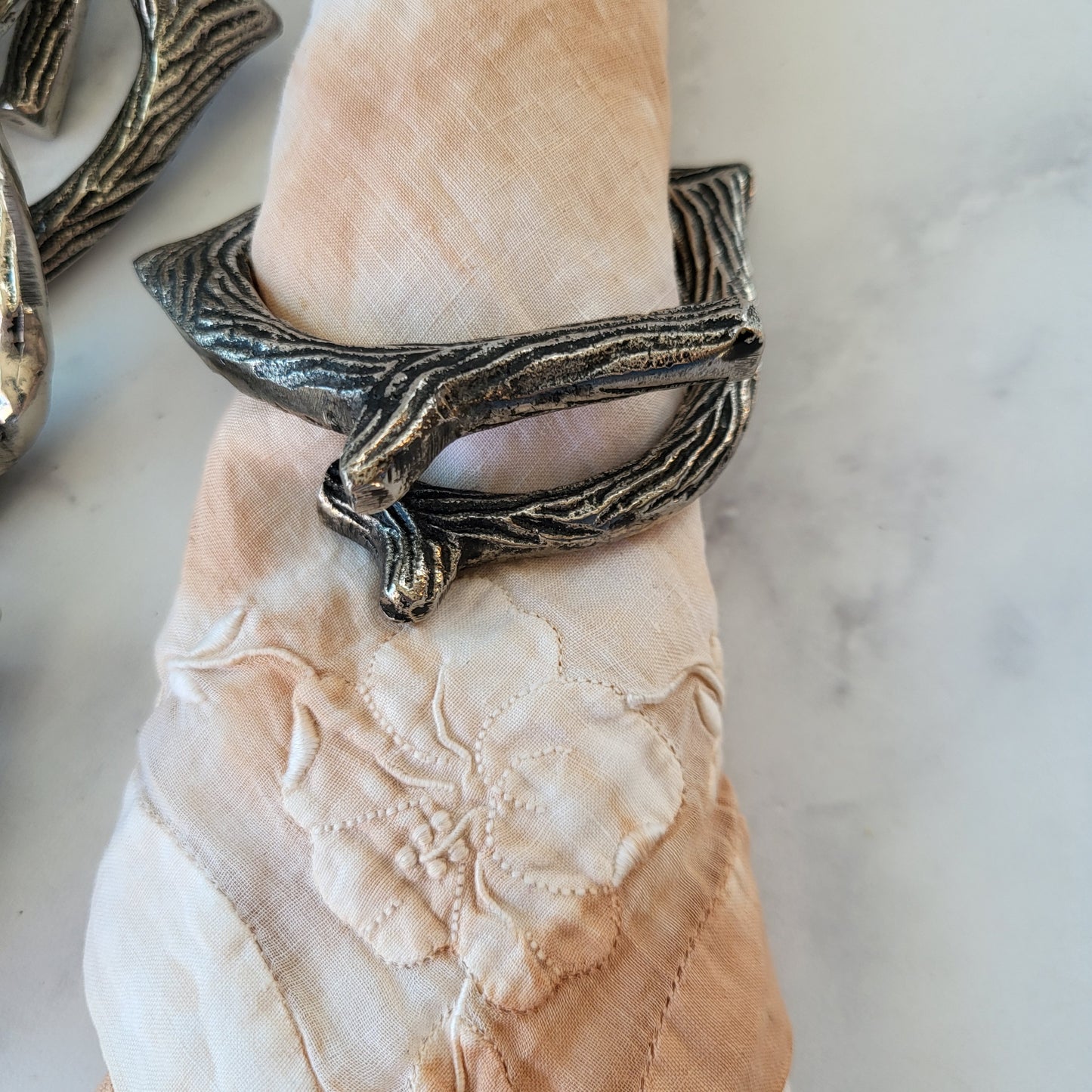 Pewter Twig Branch Napkin Rings (Set of 8)