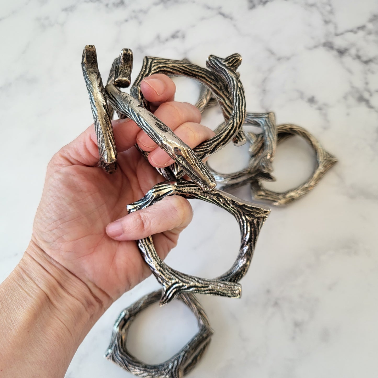 Pewter Twig Branch Napkin Rings (Set of 8)