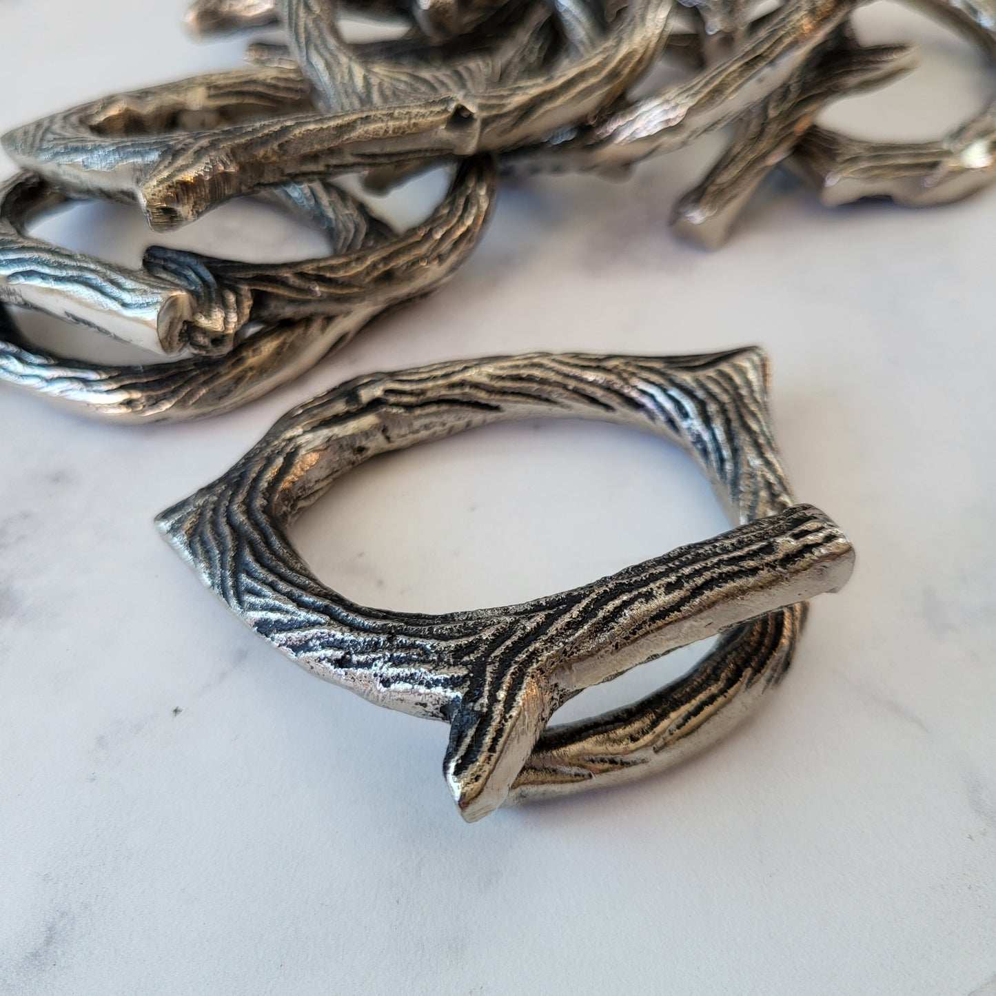 Pewter Twig Branch Napkin Rings (Set of 8)