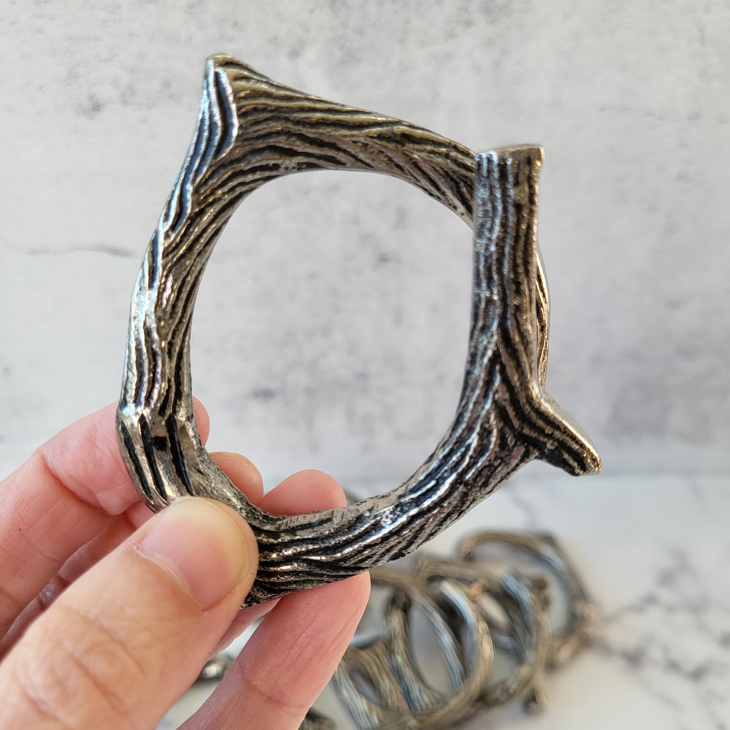 Pewter Twig Branch Napkin Rings (Set of 8)