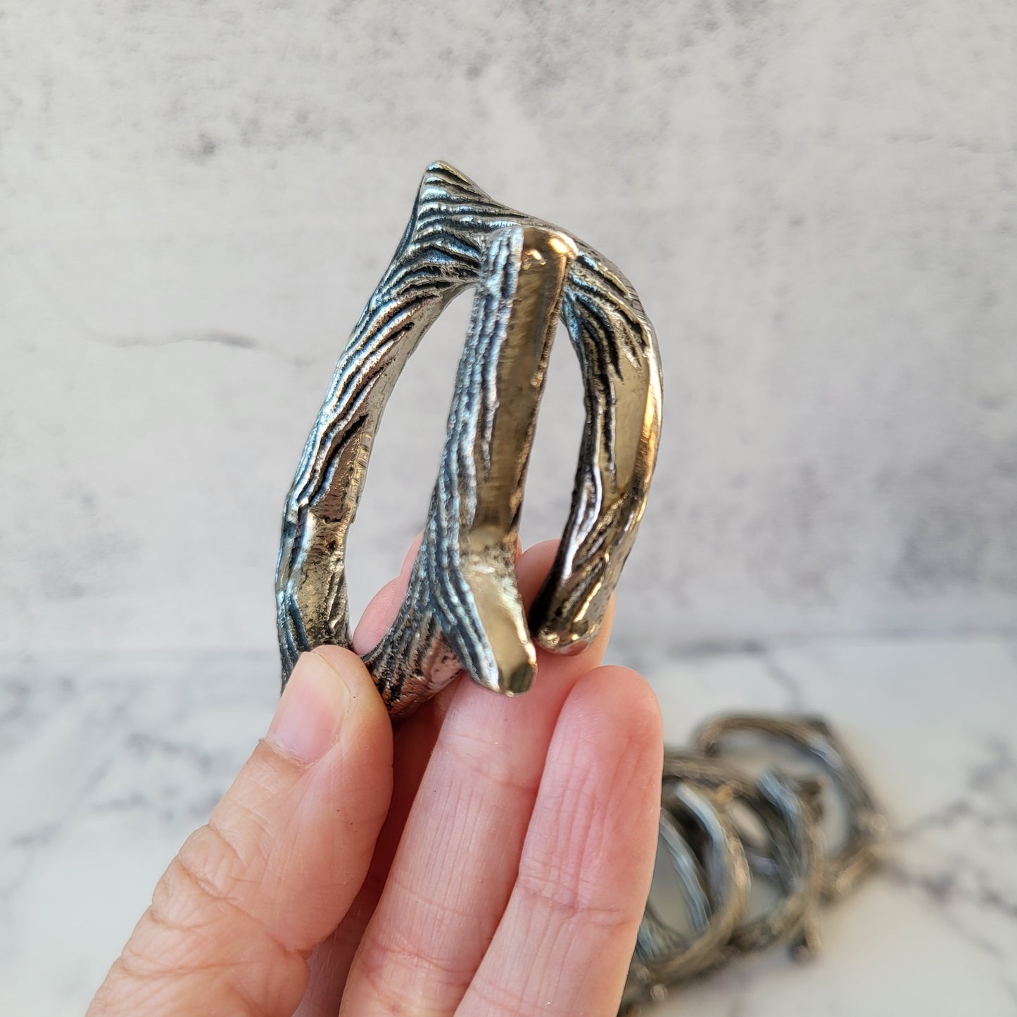 Pewter Twig Branch Napkin Rings (Set of 8)