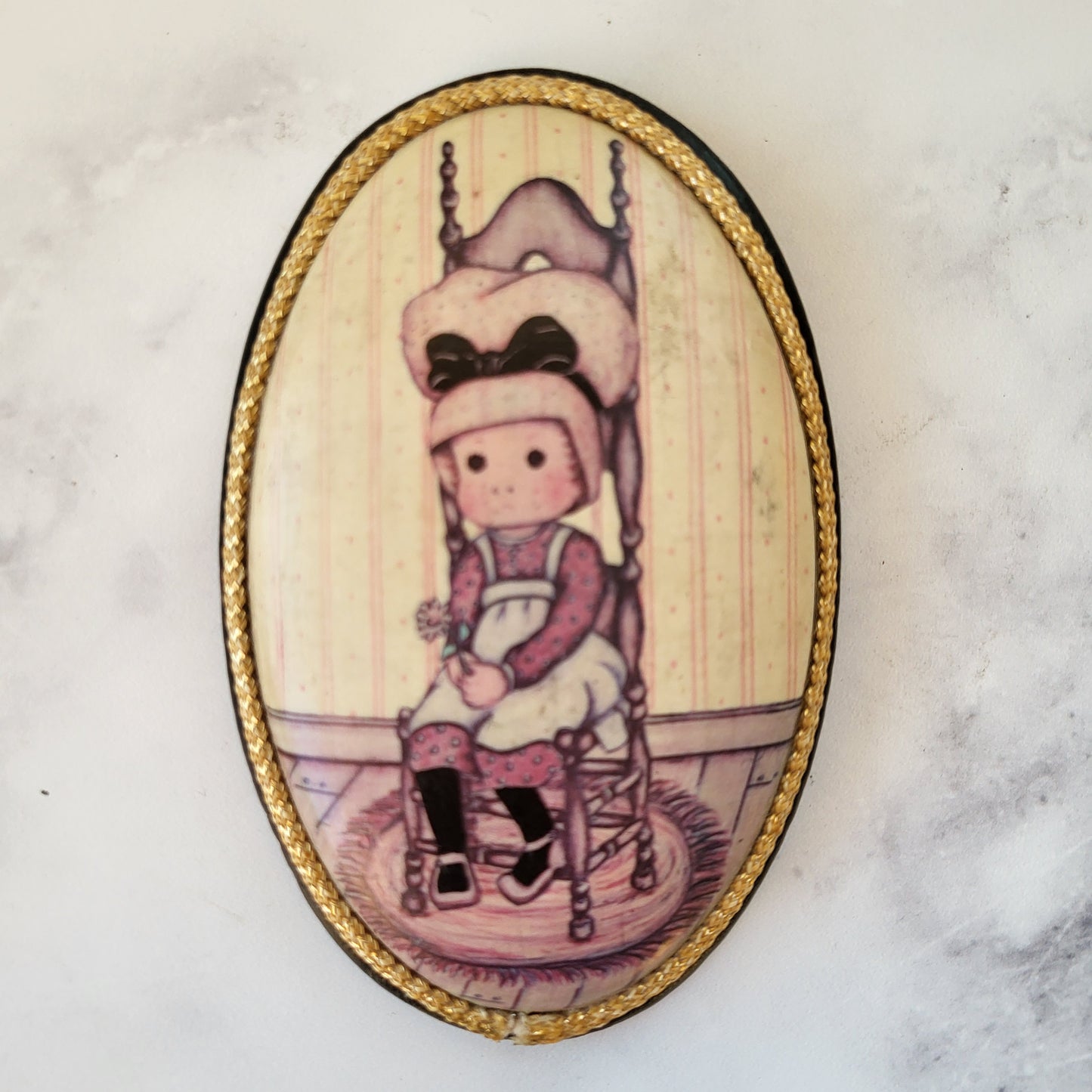 Adorable Cottage Boy And Girl Oval Wood Plaques