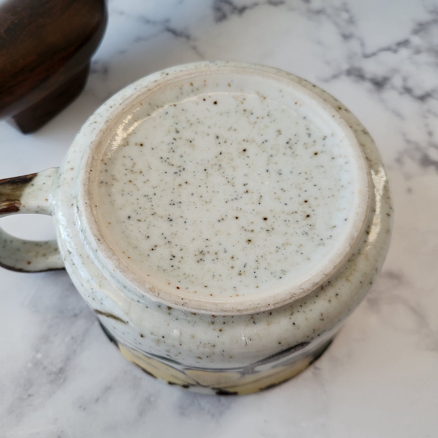 Speckled Pottery Hand Painted Flower Mug