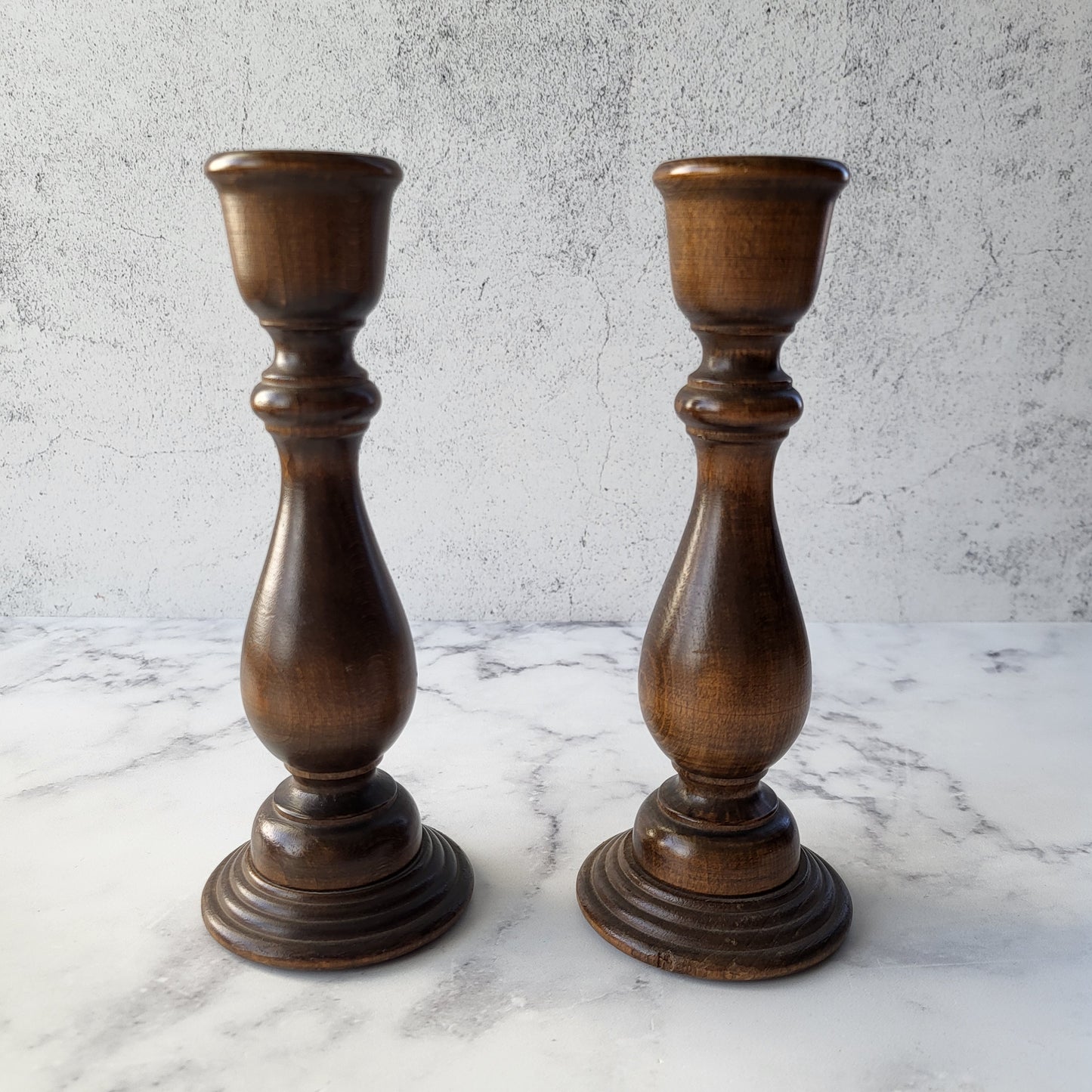 MCM Pair of Wood Candle Holders