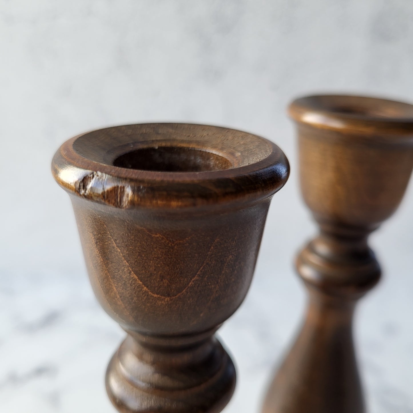 MCM Pair of Wood Candle Holders