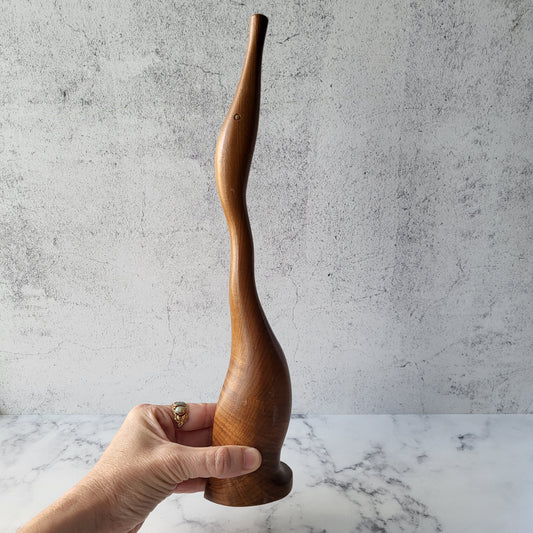 Elegant Mid-Century Modern Teak Crane Figurine