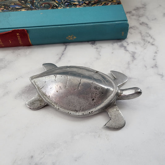 Charming Rustic Pewter Sea Turtle Figurine