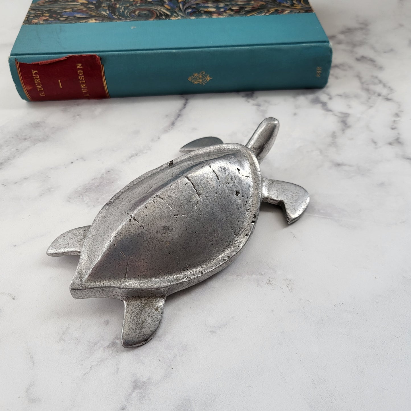 Charming Rustic Pewter Sea Turtle Figurine