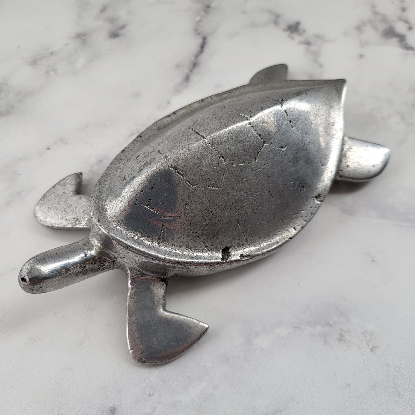 Charming Rustic Pewter Sea Turtle Figurine