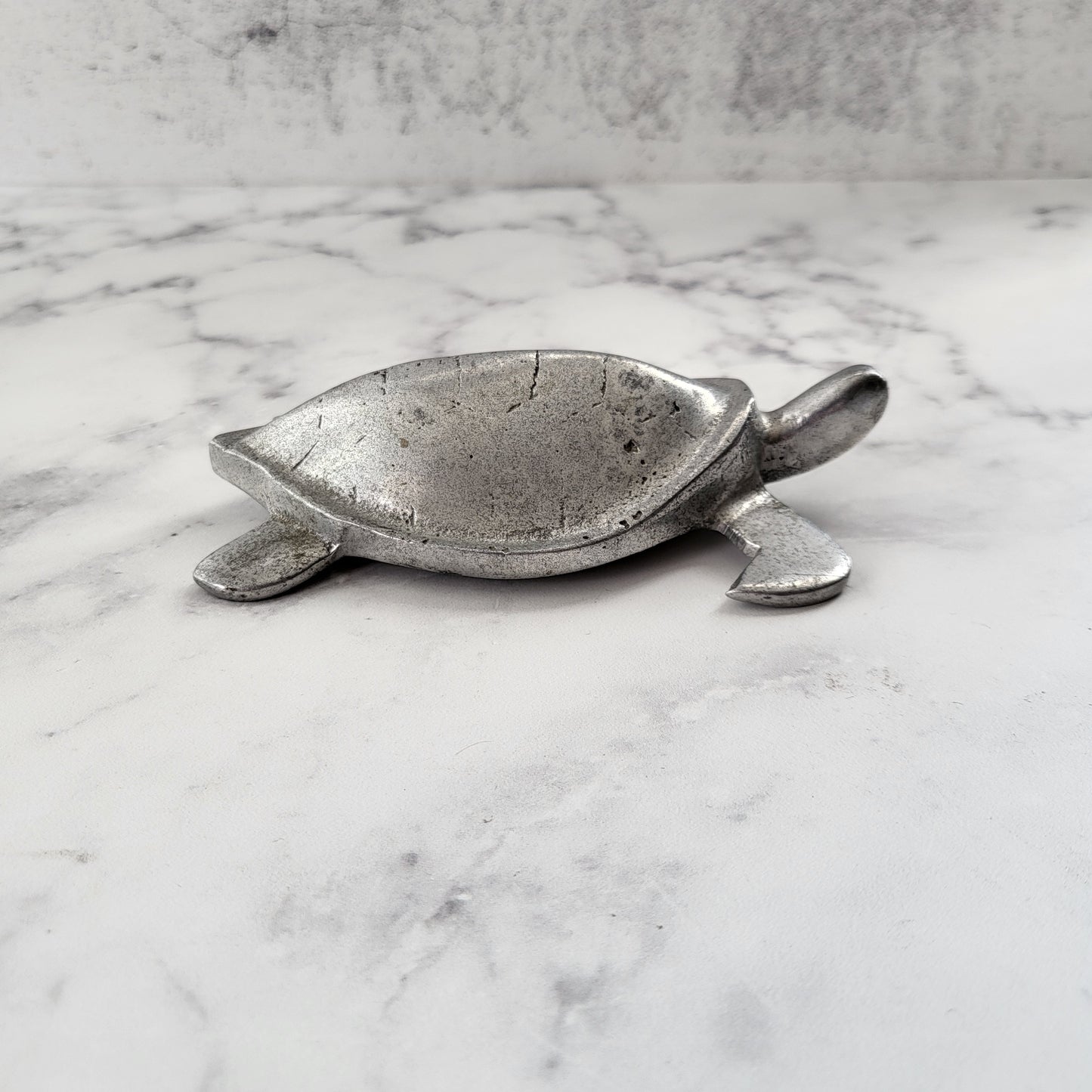 Charming Rustic Pewter Sea Turtle Figurine