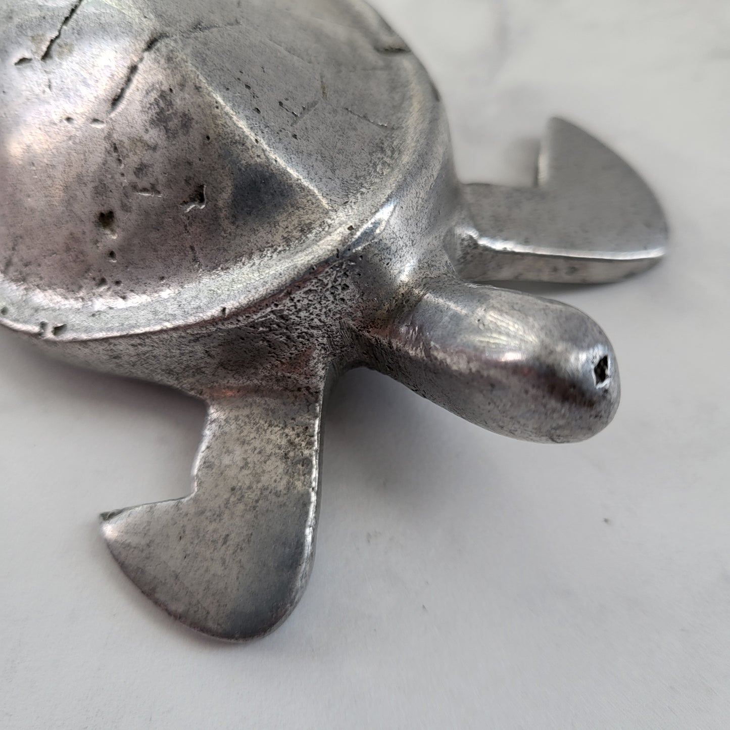 Charming Rustic Pewter Sea Turtle Figurine