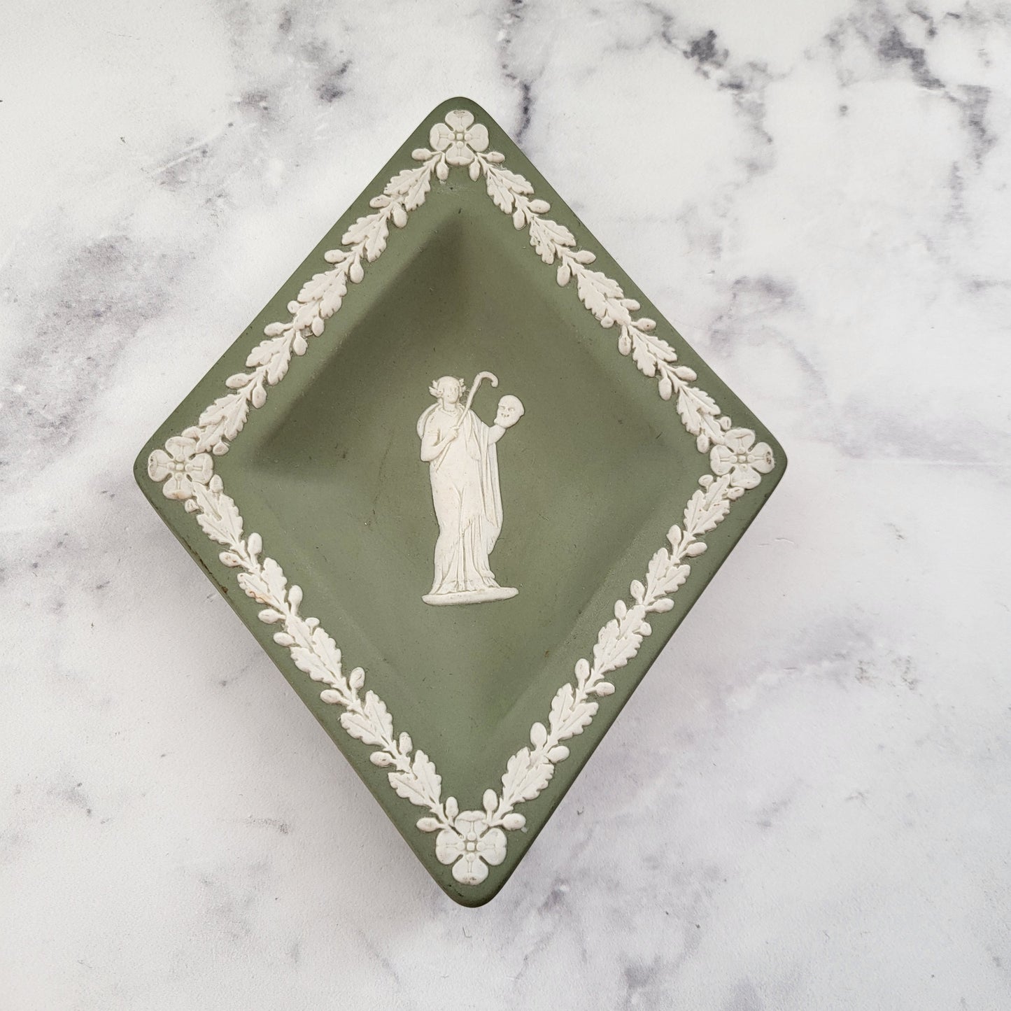 Wedgwood Green Jasperware Diamond Trinket Dish