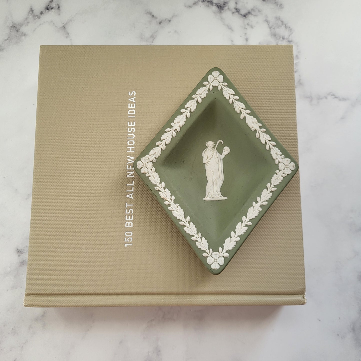 Wedgwood Green Jasperware Diamond Trinket Dish