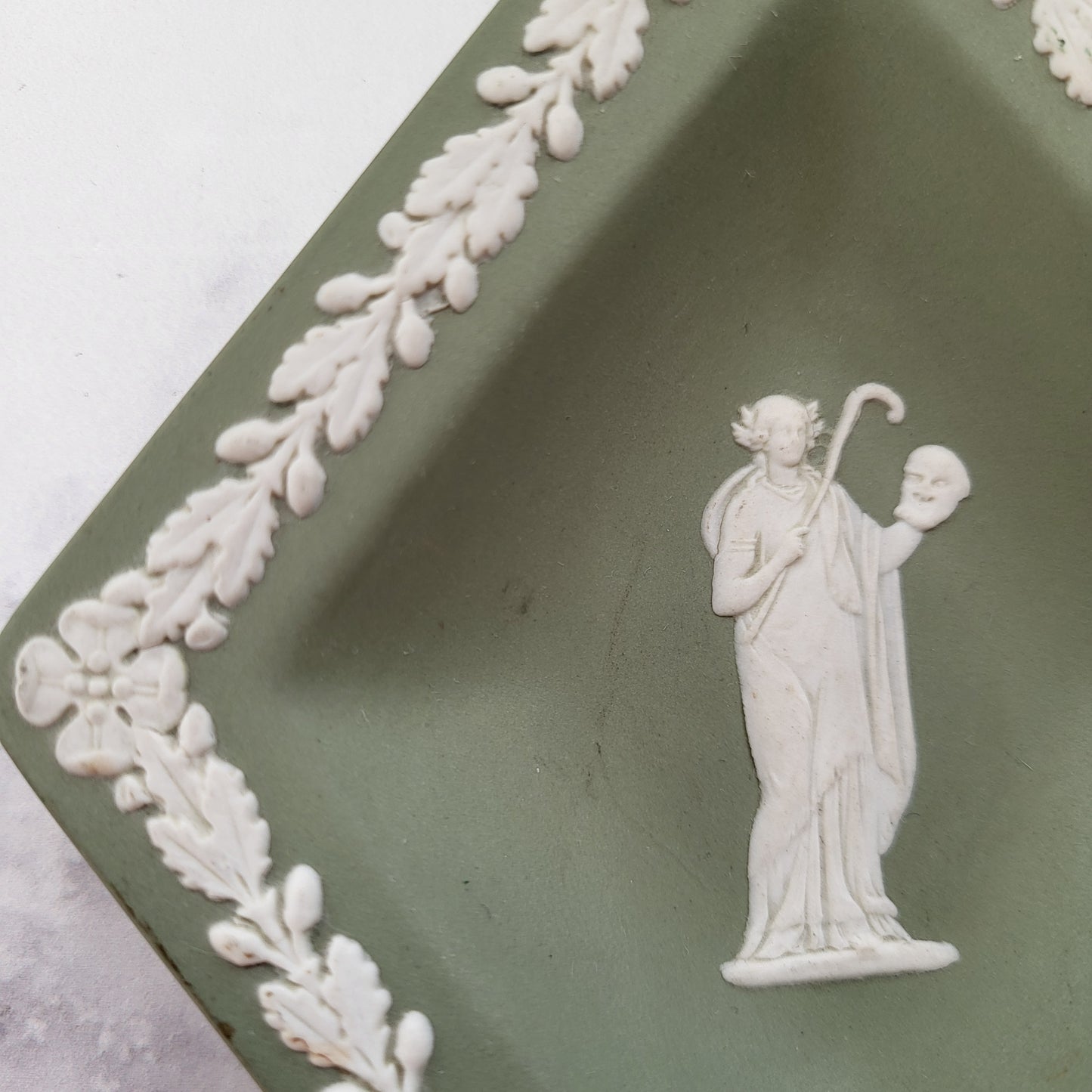 Wedgwood Green Jasperware Diamond Trinket Dish