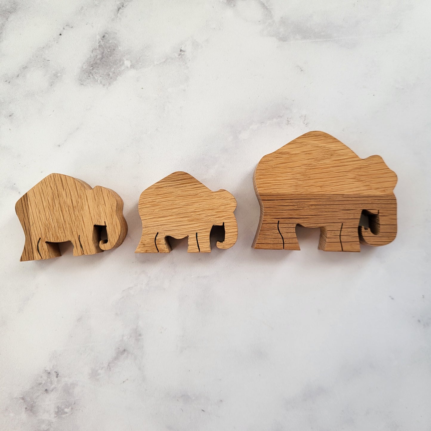 Miniature Hand-Carved Wooden Elephant Family (Set of 6)