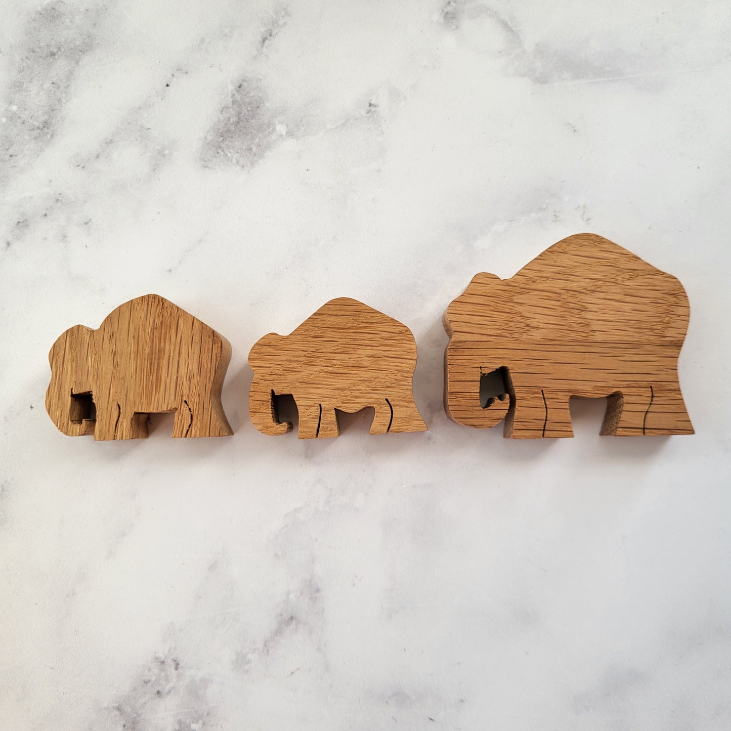 Miniature Hand-Carved Wooden Elephant Family (Set of 6)