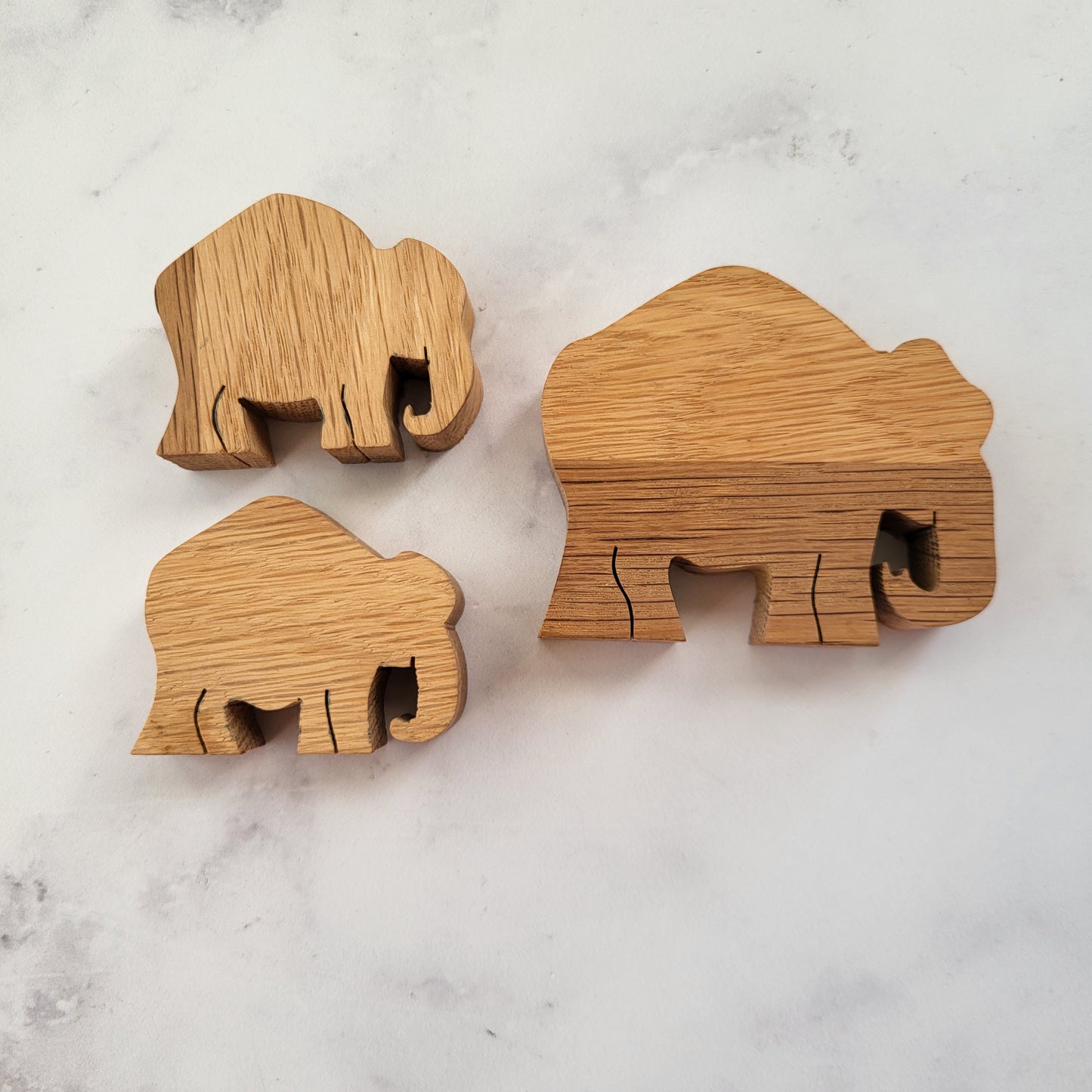 Miniature Hand-Carved Wooden Elephant Family (Set of 6)