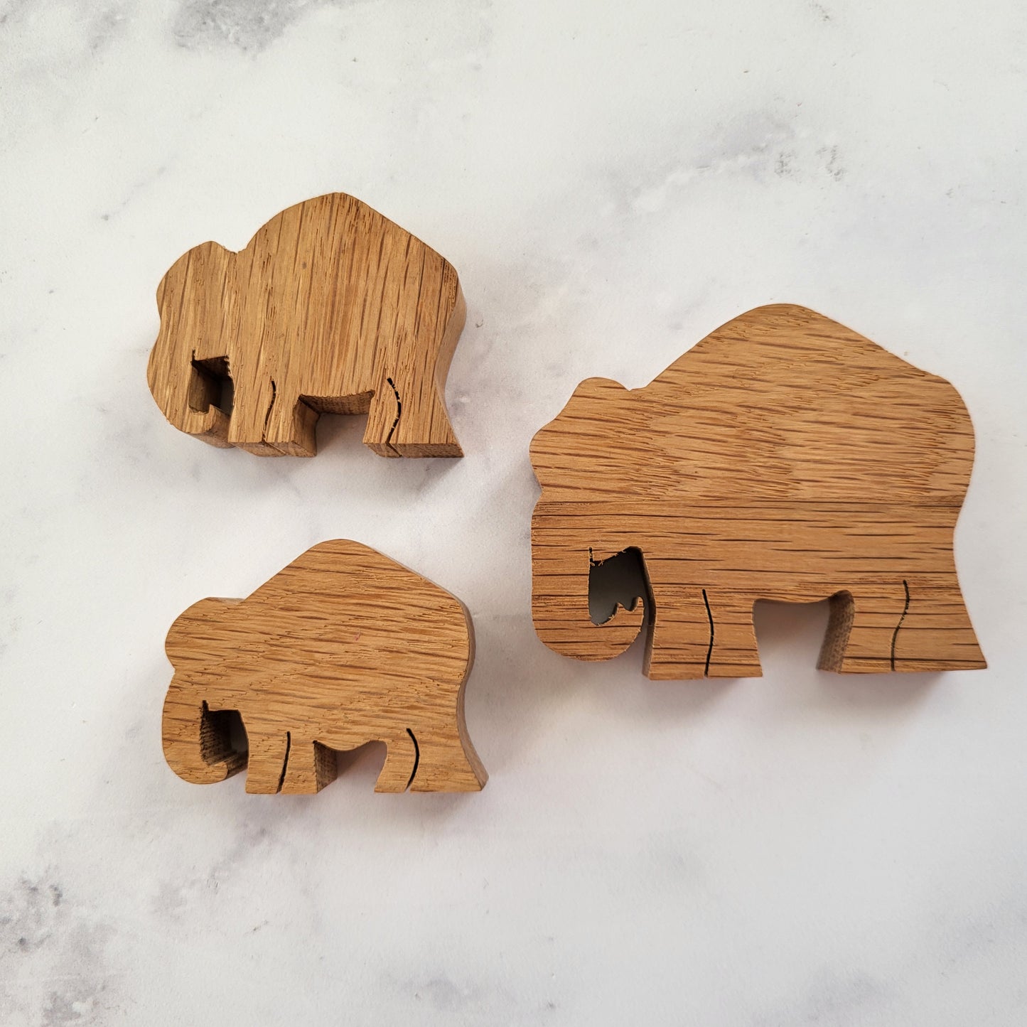 Miniature Hand-Carved Wooden Elephant Family (Set of 6)