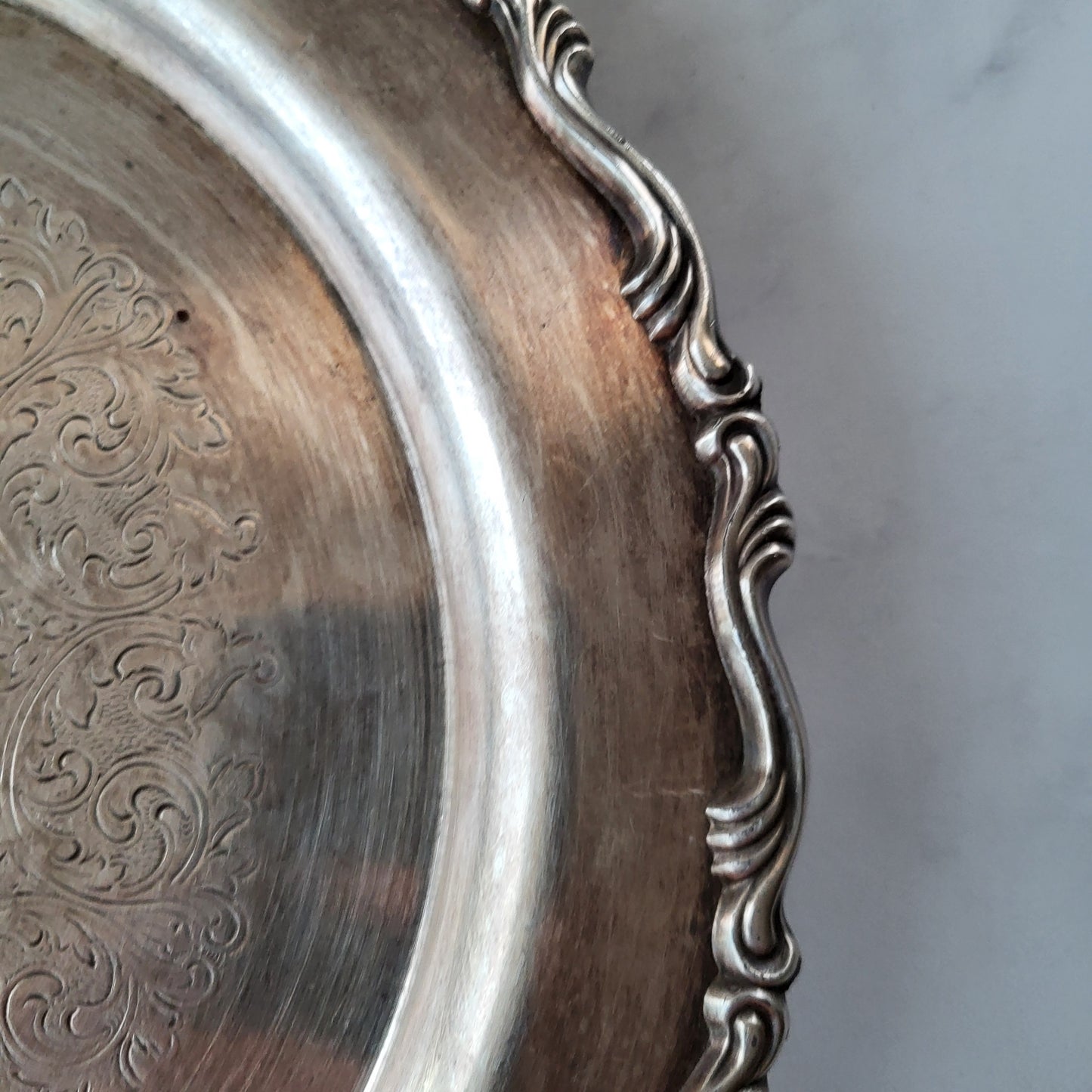 Etched Silver Plated Serving Tray