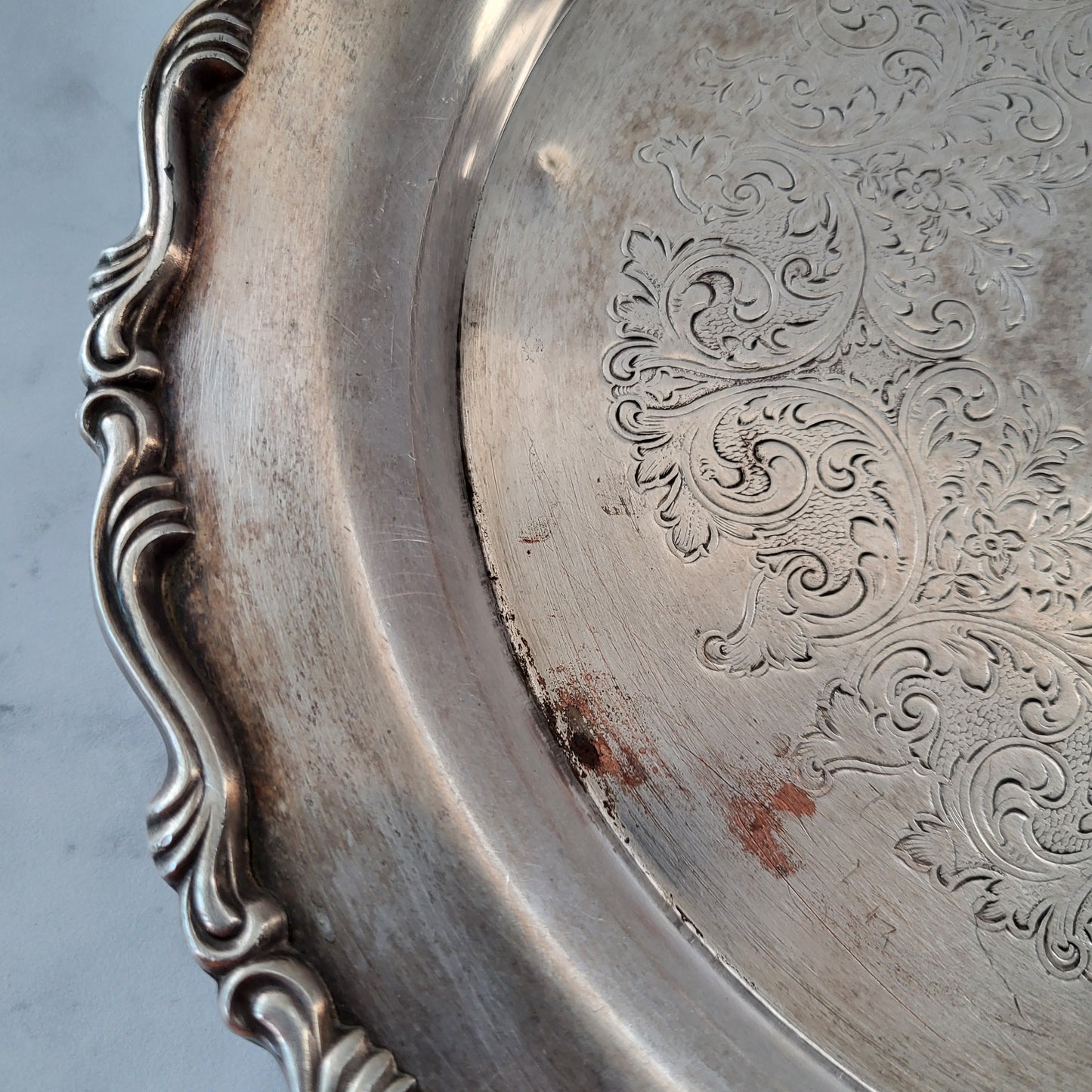 Etched Silver Plated Serving Tray