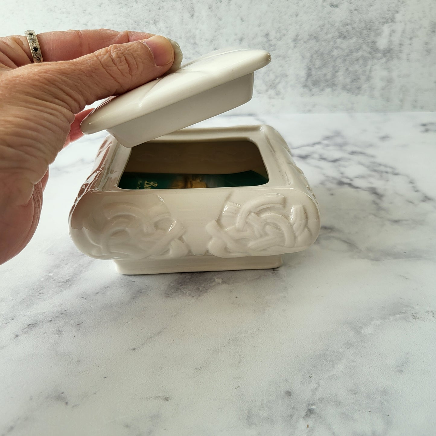 Shabby Chic Fine Parian Porcelain Trinket Box