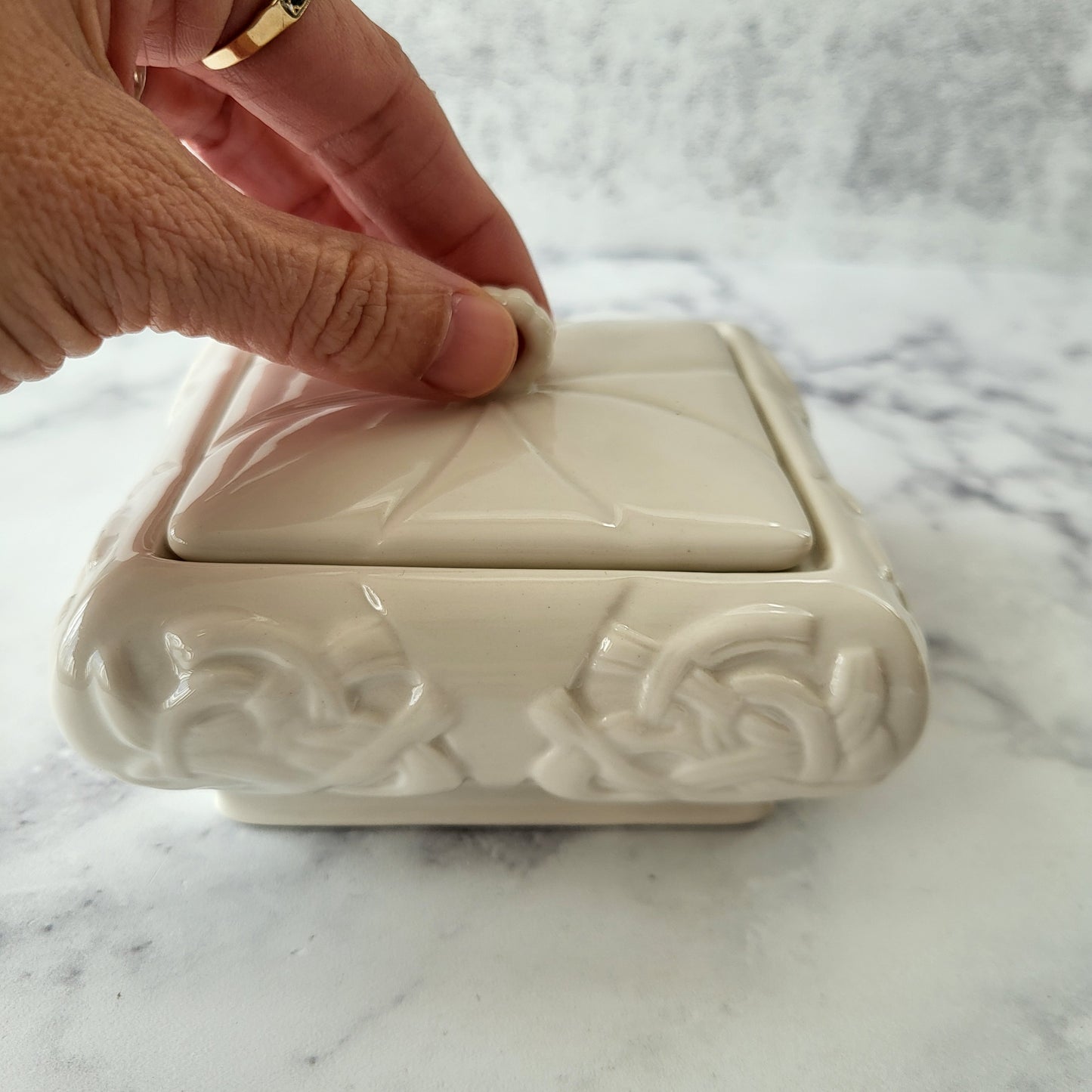 Shabby Chic Fine Parian Porcelain Trinket Box